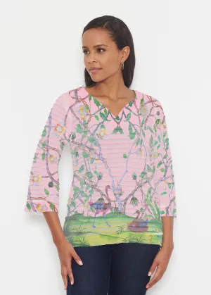Wildwood Pink (19121) ~ Banded 3/4 Bell-Sleeve V-Neck Tunic