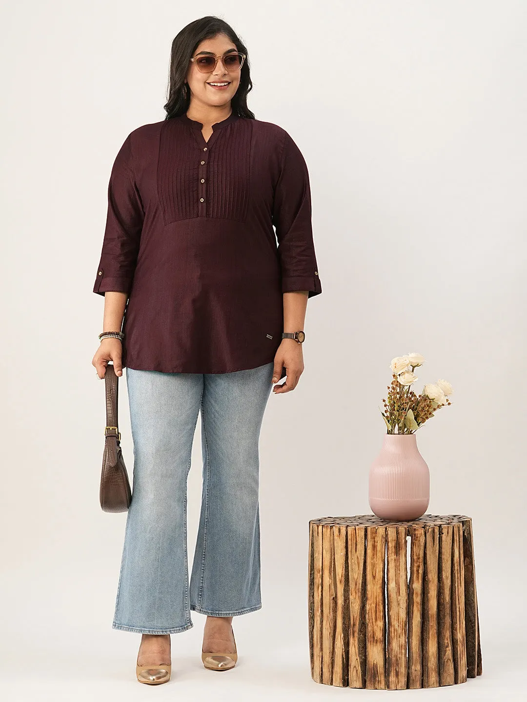 Wine Comfort Fit Rayon Tunics for Women Online in India Hip Length Straight - Zola