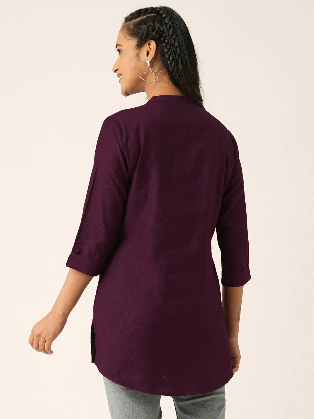 Wine Comfort Fit Rayon Tunics for Women Online in India Hip Length Straight - Zola