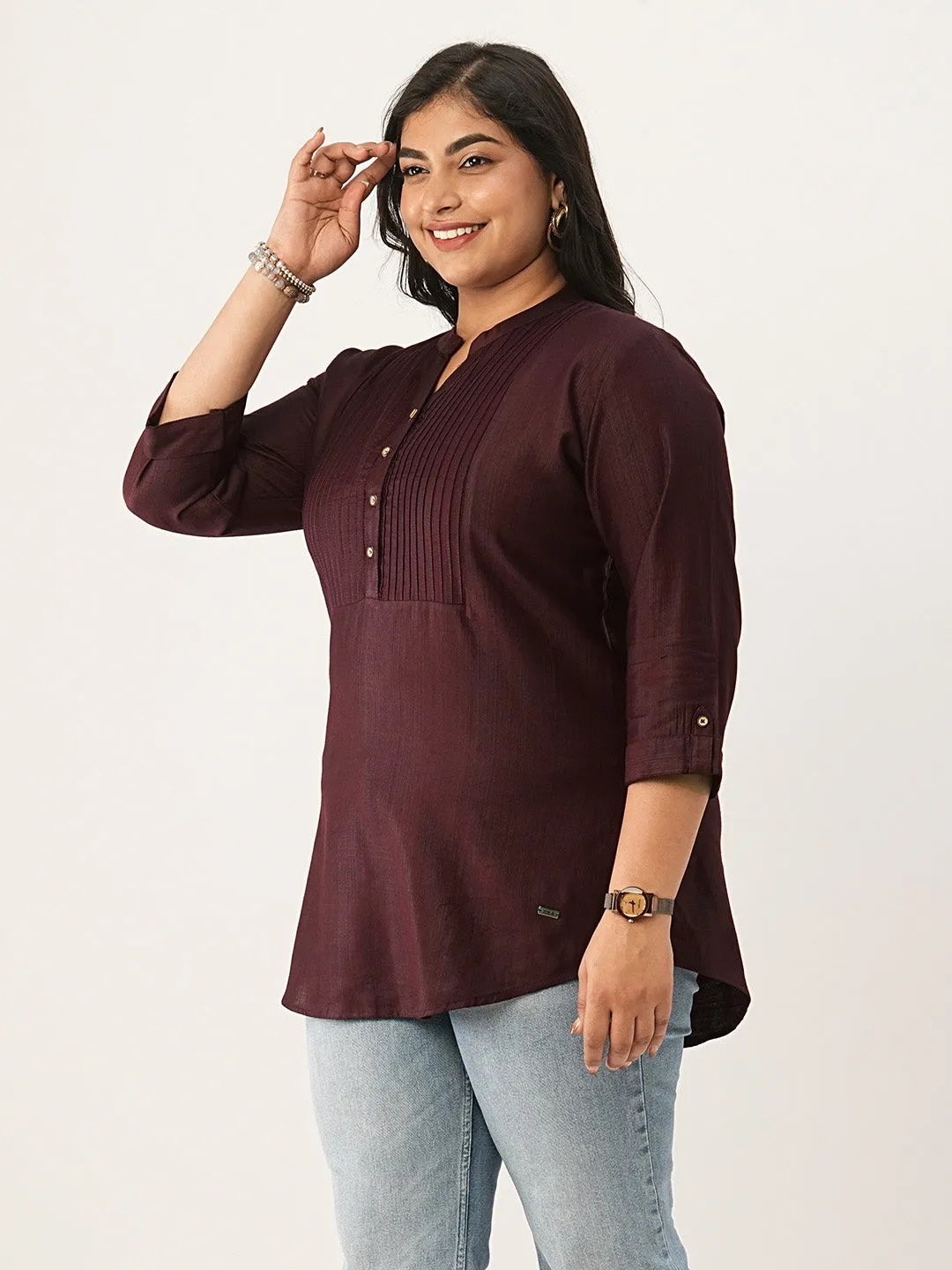 Wine Comfort Fit Rayon Tunics for Women Online in India Hip Length Straight - Zola