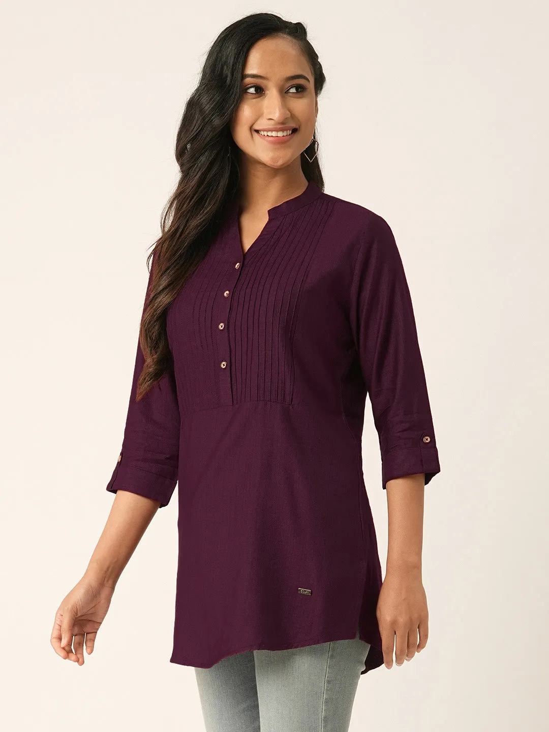 Wine Comfort Fit Rayon Tunics for Women Online in India Hip Length Straight - Zola