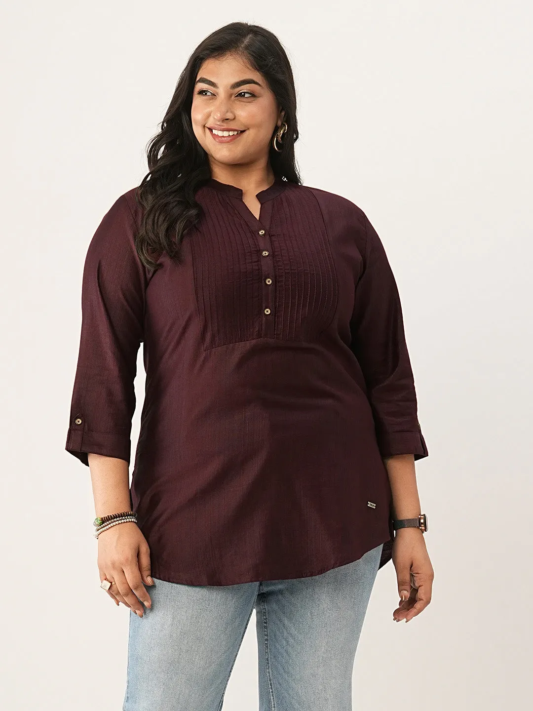 Wine Comfort Fit Rayon Tunics for Women Online in India Hip Length Straight - Zola