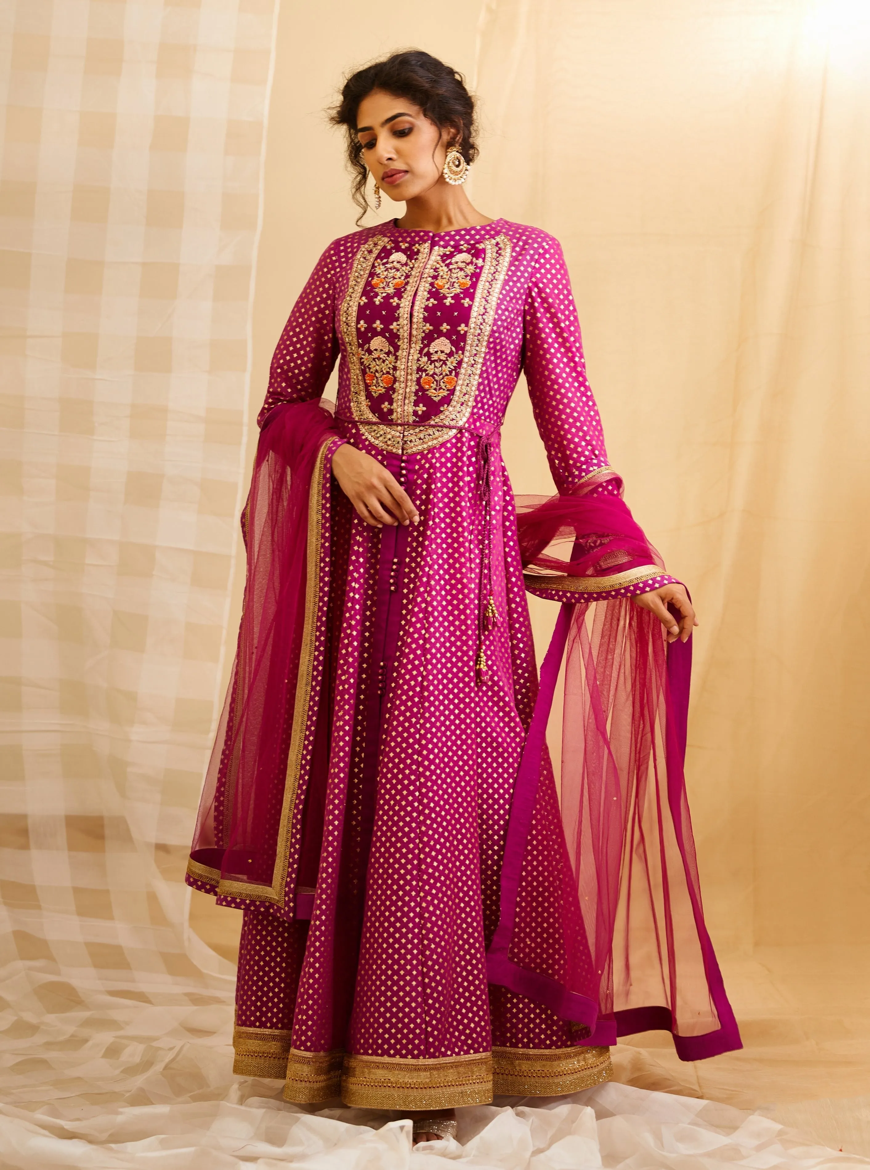 Wine Pink Anarkali Set