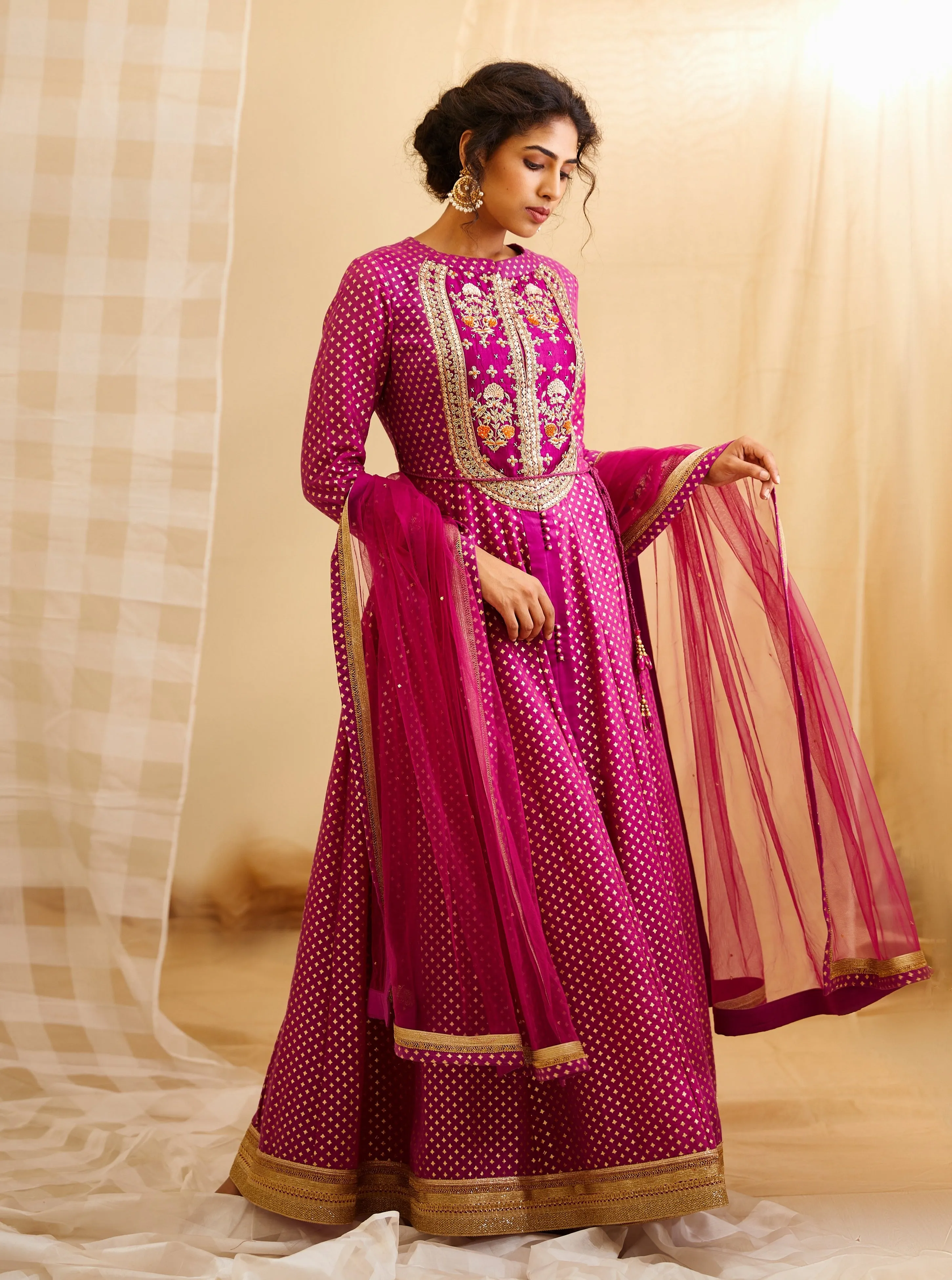 Wine Pink Anarkali Set