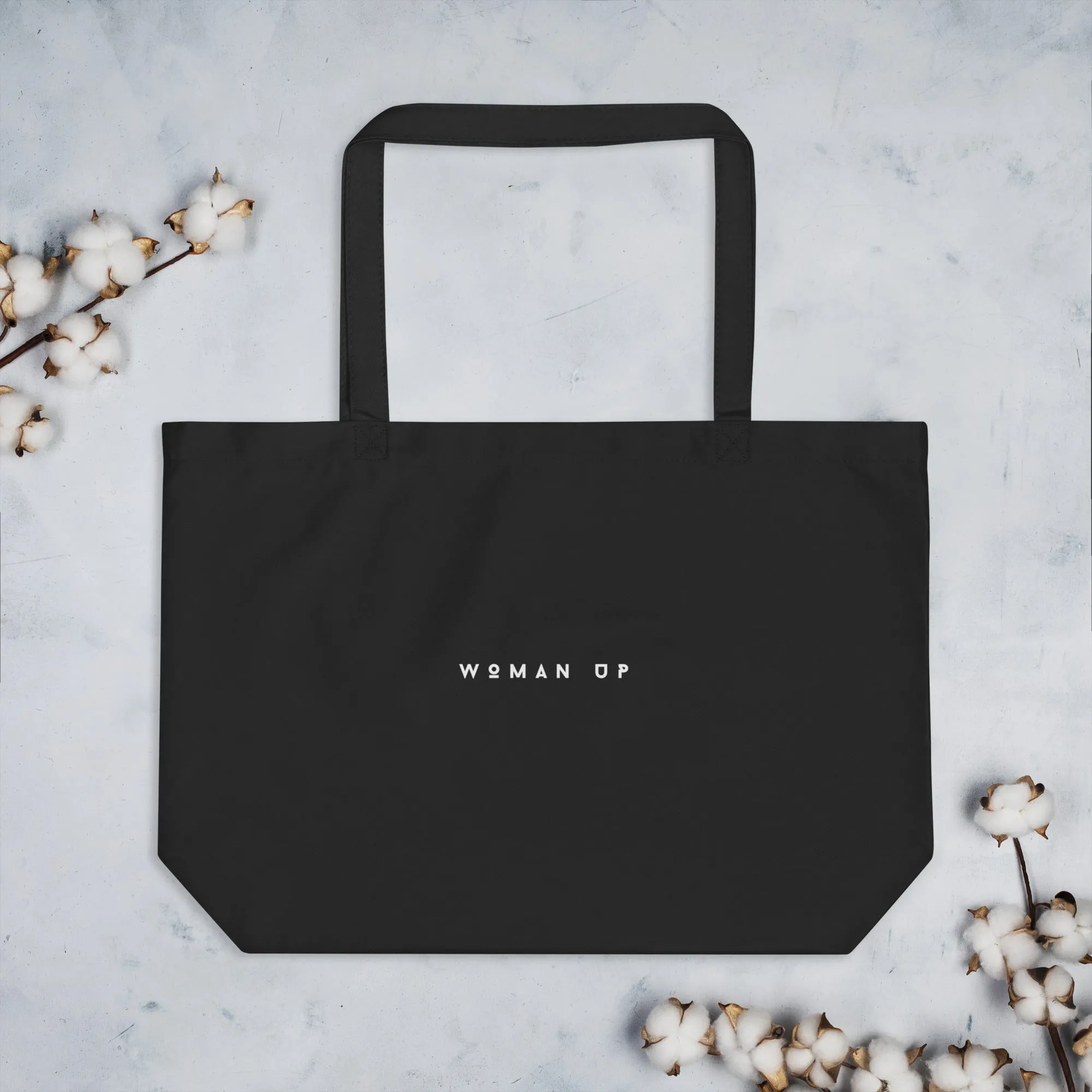 Woman Up Black Large organic tote bag