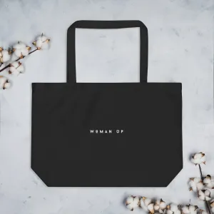 Woman Up Black Large organic tote bag
