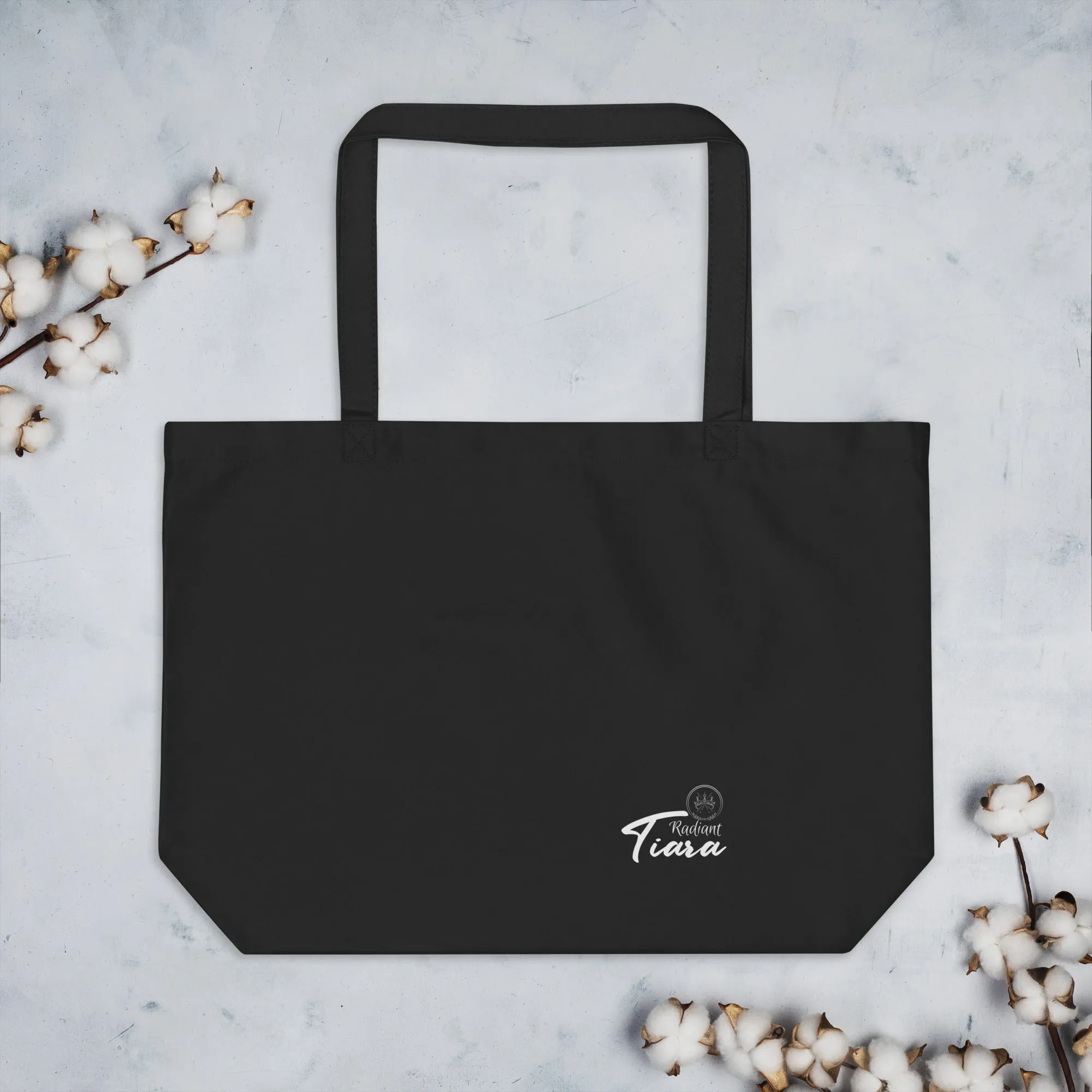 Woman Up Black Large organic tote bag