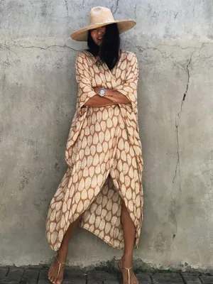 Women Black Tie Dye Kimono Swimsuit Cape