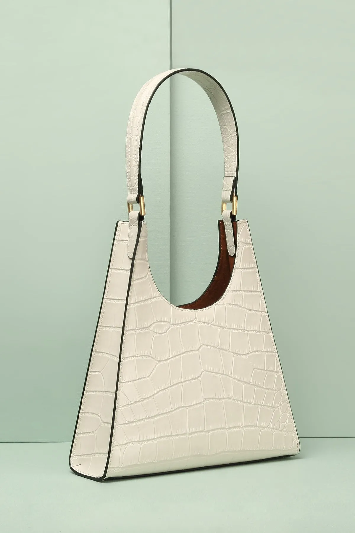 Women's 90s Designer Classic Crocodile Shoulder Handbag One Handle Minimalist Tote Bag