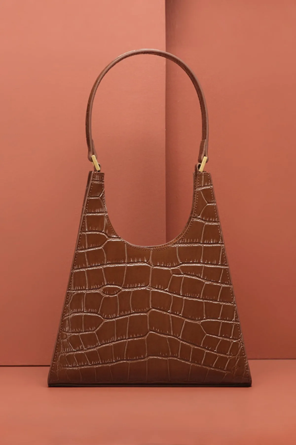 Women's 90s Designer Classic Crocodile Shoulder Handbag One Handle Minimalist Tote Bag