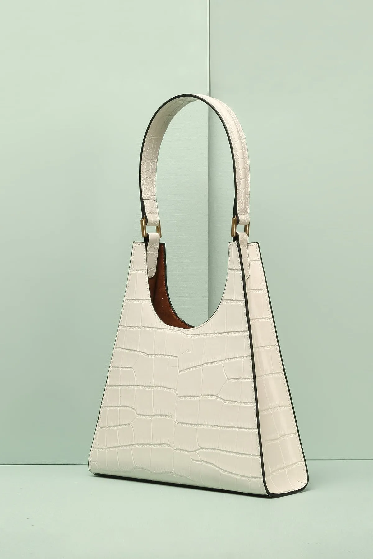Women's 90s Designer Classic Crocodile Shoulder Handbag One Handle Minimalist Tote Bag