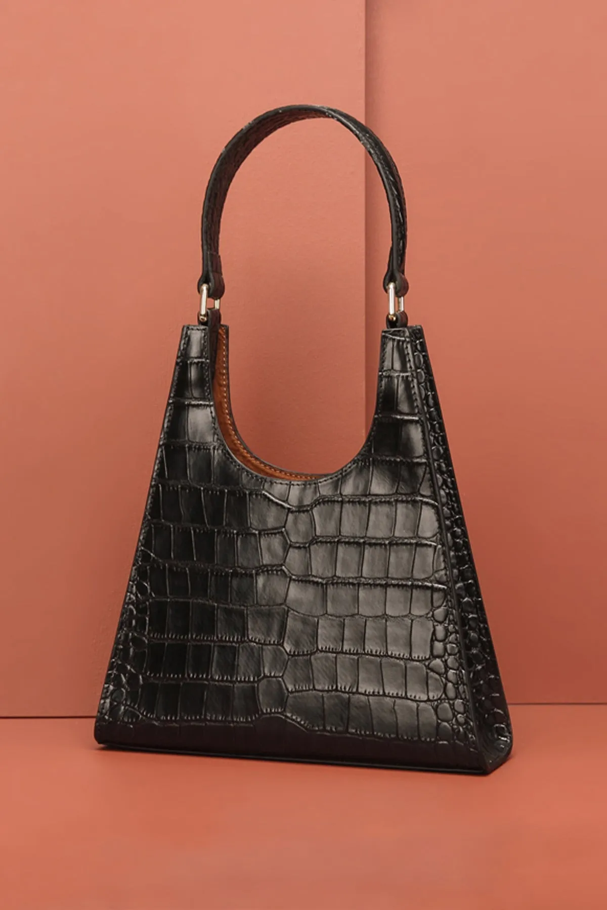 Women's 90s Designer Classic Crocodile Shoulder Handbag One Handle Minimalist Tote Bag