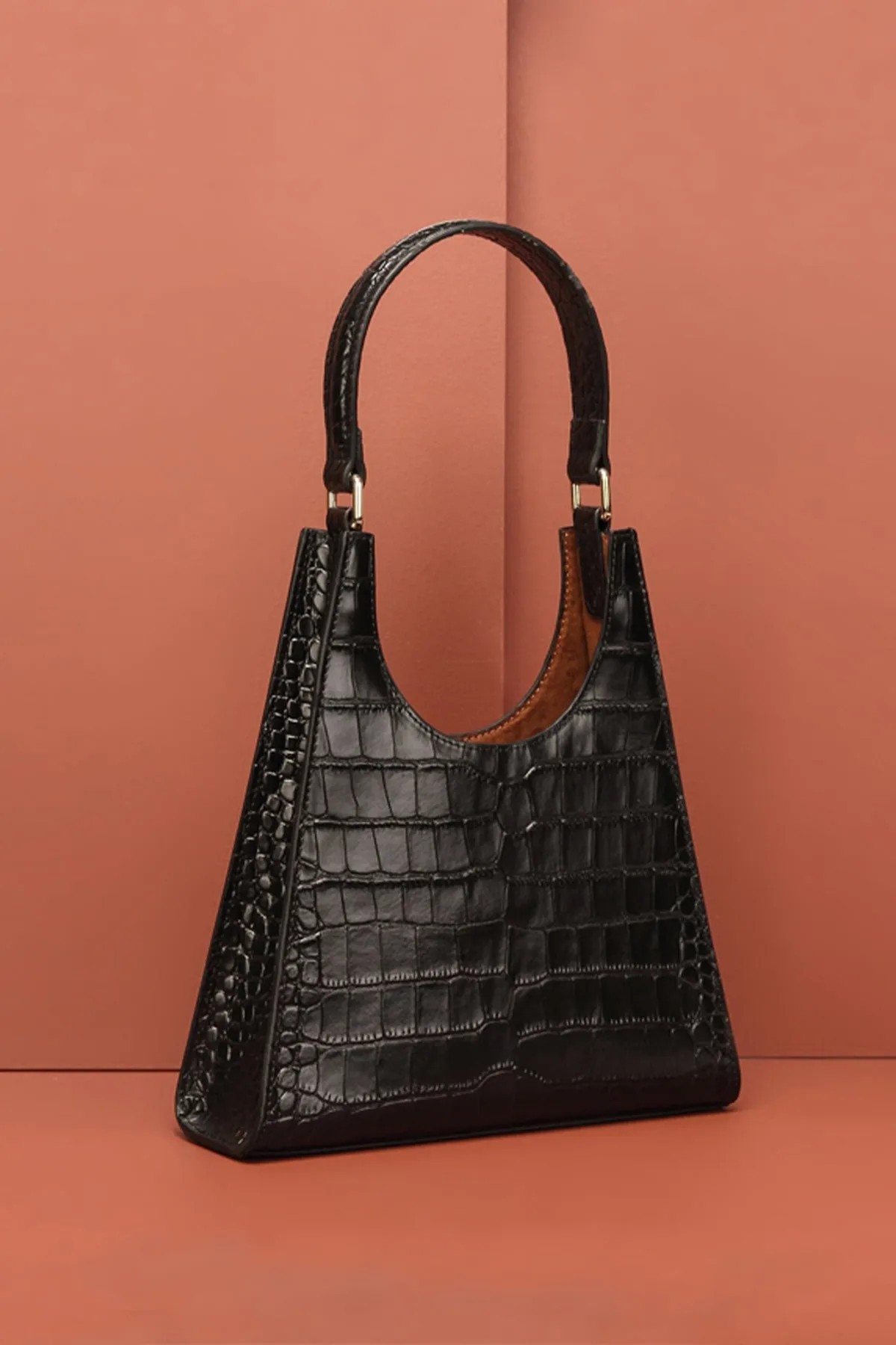 Women's 90s Designer Classic Crocodile Shoulder Handbag One Handle Minimalist Tote Bag