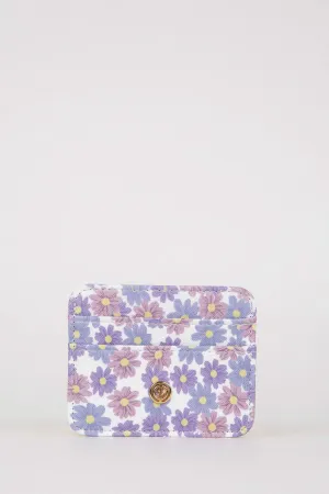 Women's Flower Printed Faux Leather Card Holder
