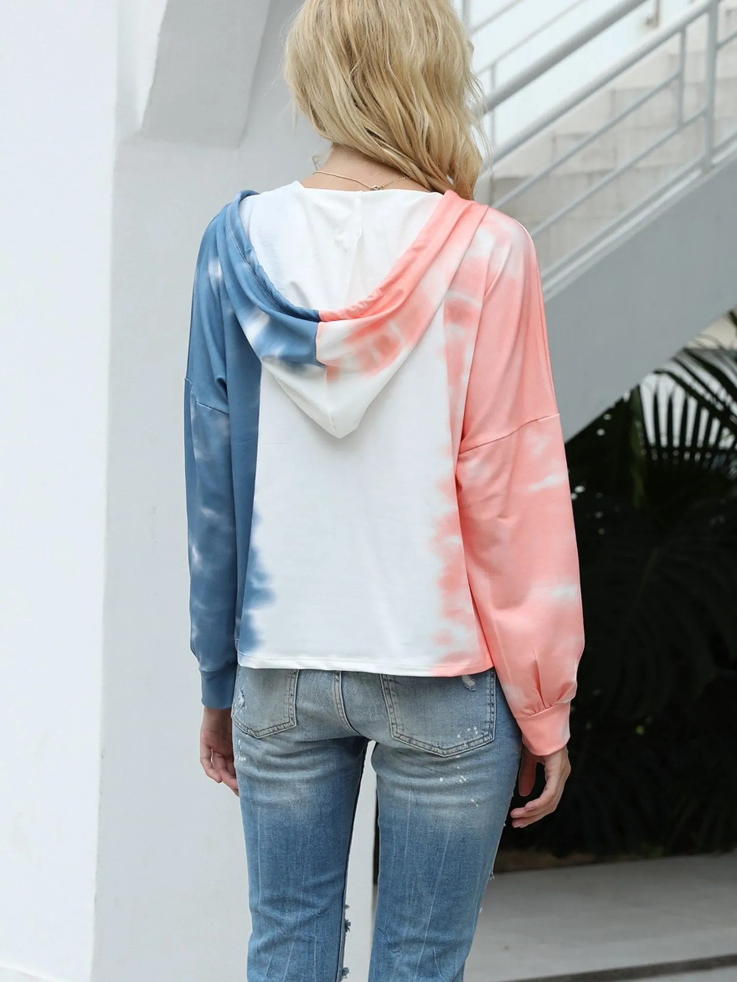 Women's Lightweight Tie Dye Hoodie Long Sleeve Pullover Sweatshirts