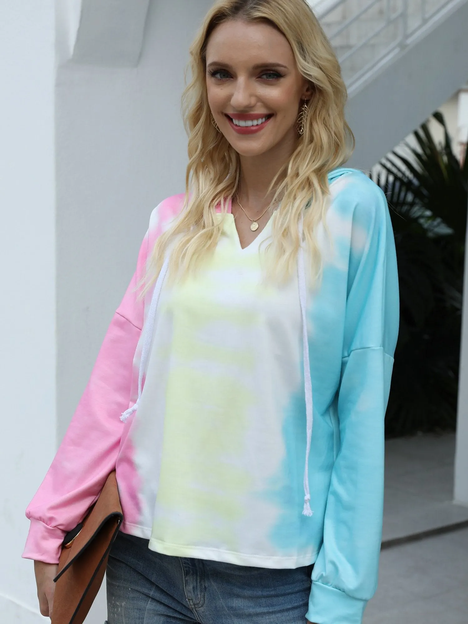 Women's Lightweight Tie Dye Hoodie Long Sleeve Pullover Sweatshirts