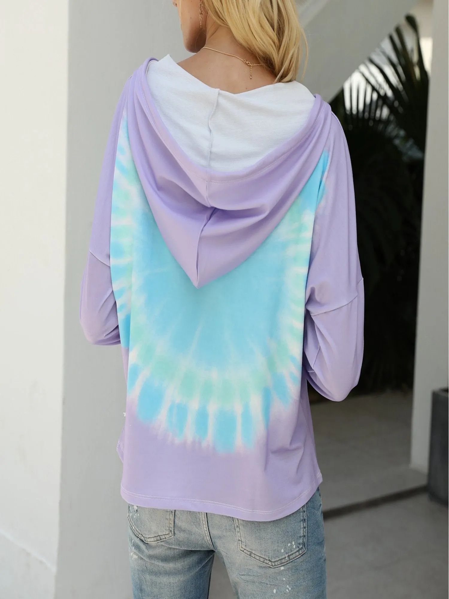 Women's Lightweight Tie Dye Hoodie Long Sleeve Pullover Sweatshirts