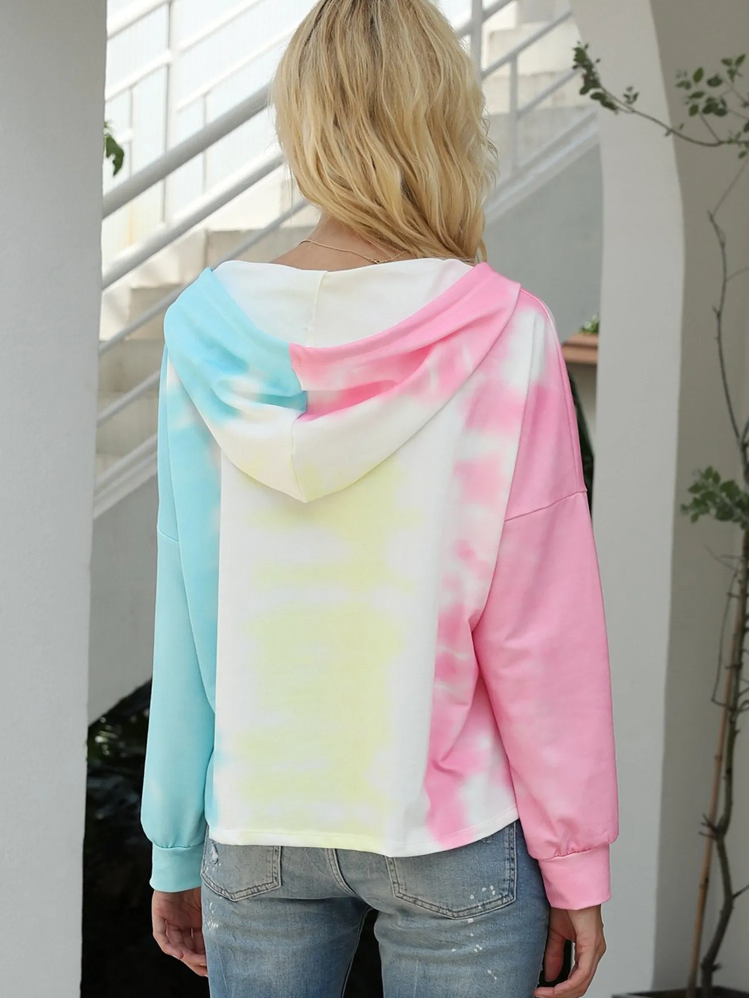 Women's Lightweight Tie Dye Hoodie Long Sleeve Pullover Sweatshirts
