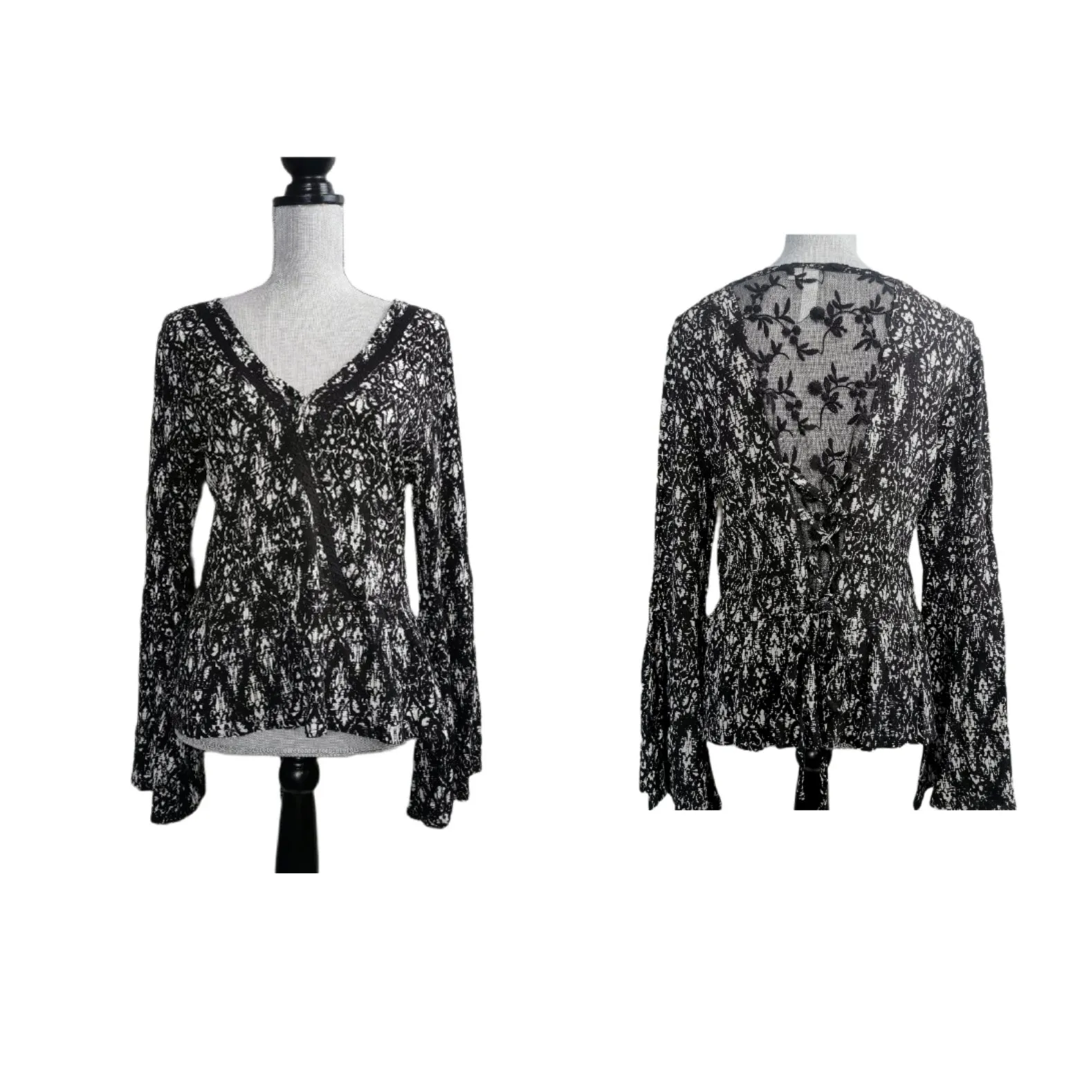 WOMENS SIZE XS - OTHERS FOLLOW, Black Lacey Dress Top, Open Back, Boho Style NWT B26