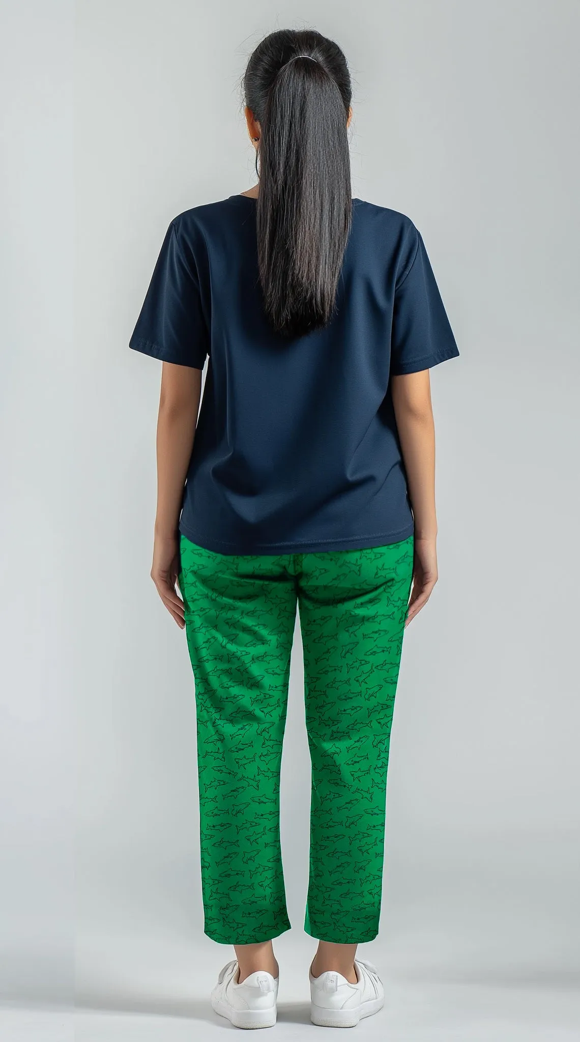 Women's T-Shirt and Green Fish trouser (Stretchable)