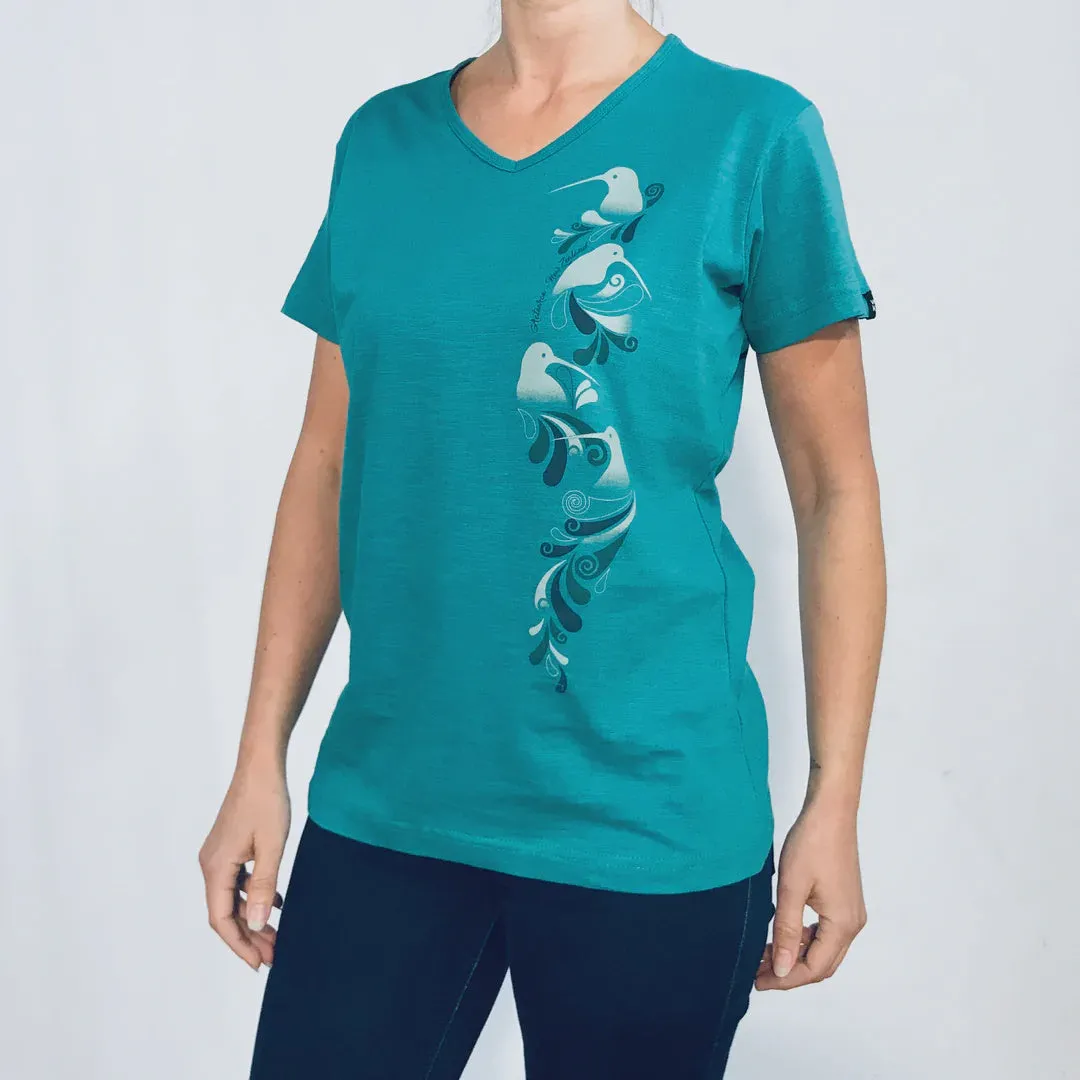 Womens T Shirt -Kiwi & Koru