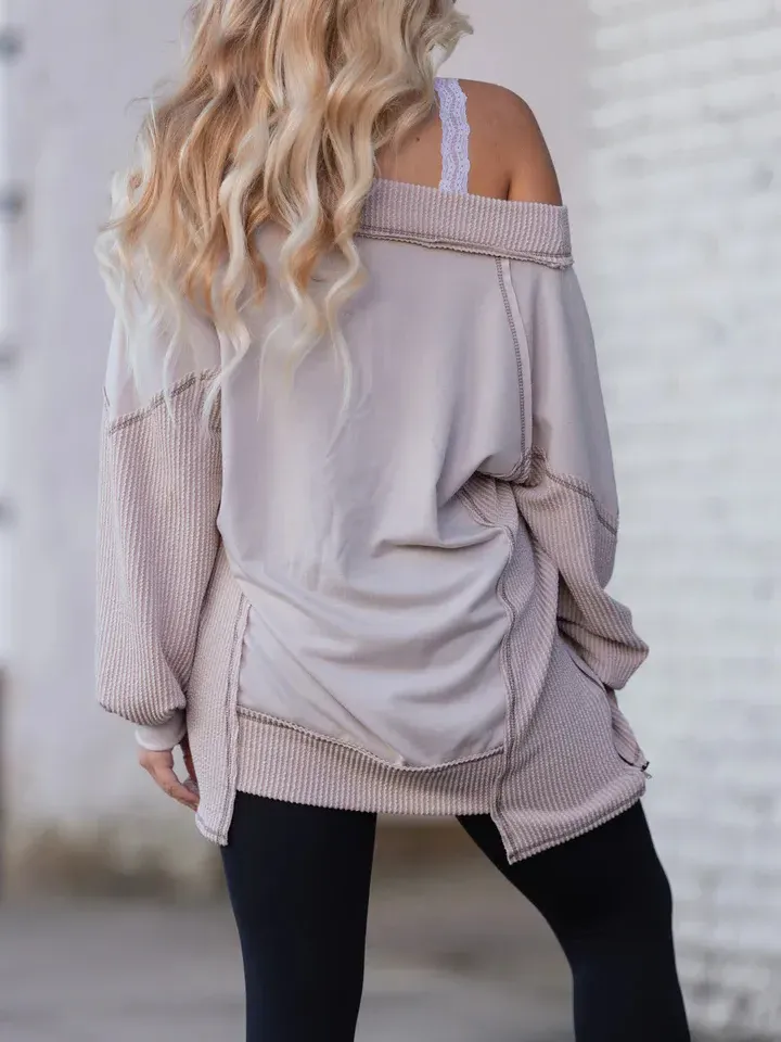 Women's V-neck Solid Color Oversized Asymmetrical T-shirt