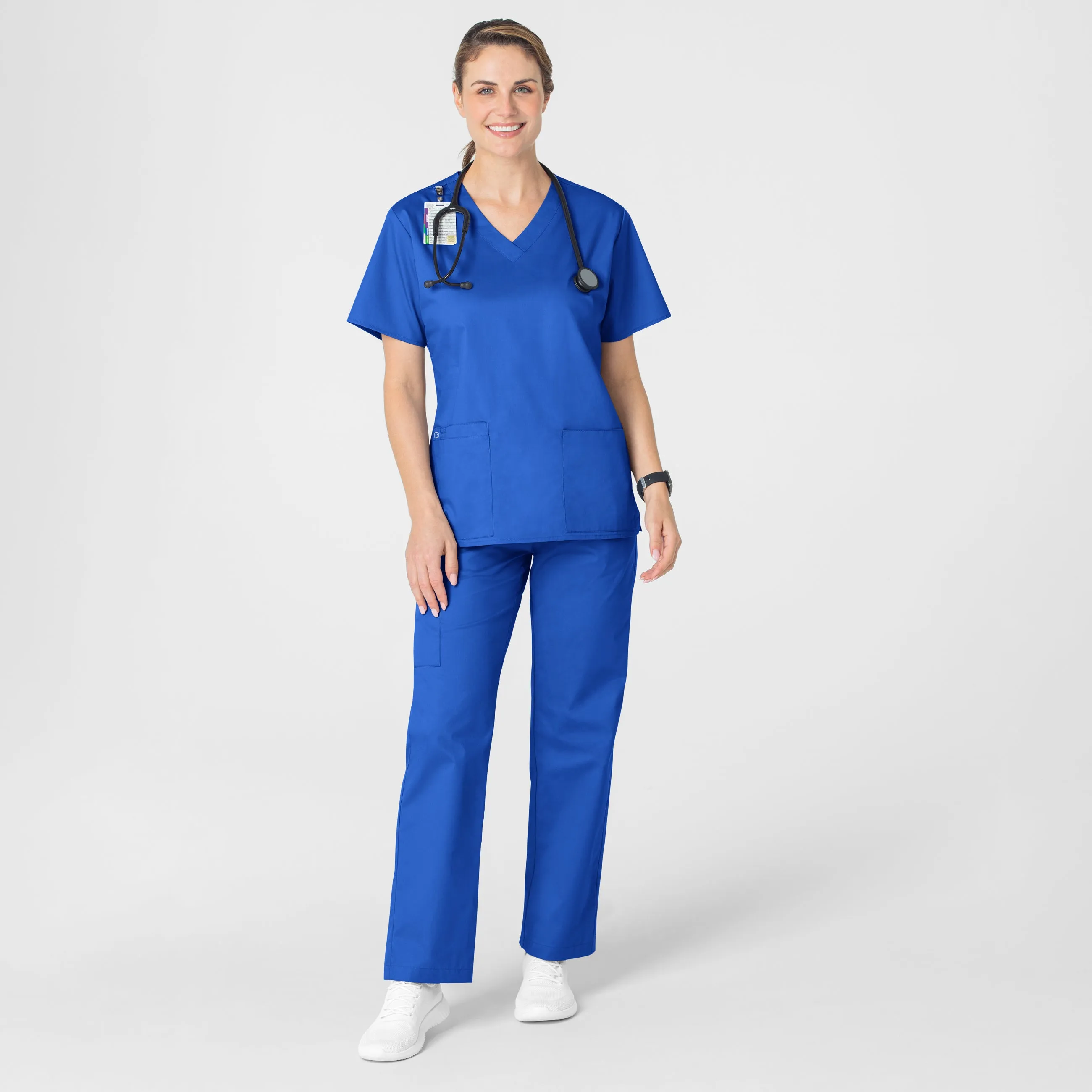 WonderWORK 101 V-Neck Scrub Top Royal