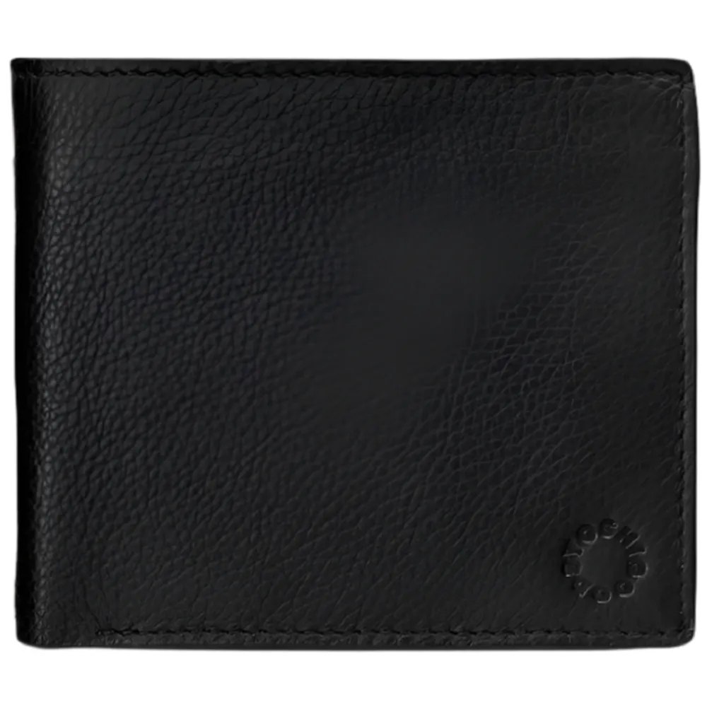 Yoshi Extra Capacity Black Leather Wallet with Coin Pocket