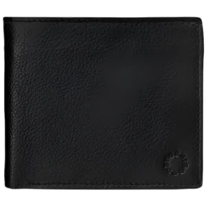 Yoshi Extra Capacity Black Leather Wallet with Coin Pocket