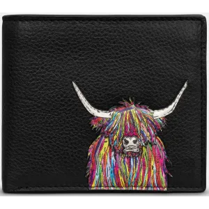 Yoshi Highland Cow Black Leather Wallet