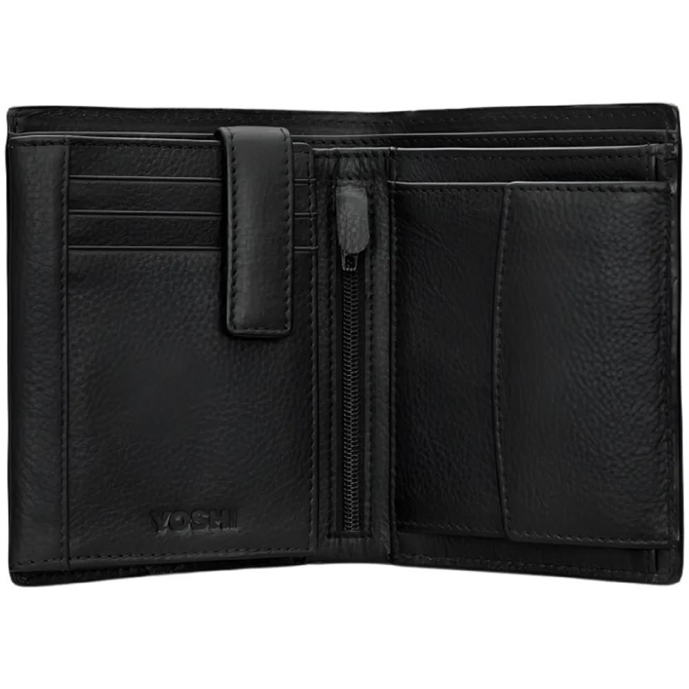 Yoshi Traditional Extra Capacity Black Leather Wallet