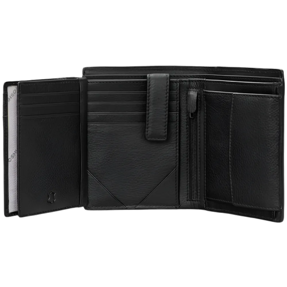 Yoshi Traditional Extra Capacity Black Leather Wallet