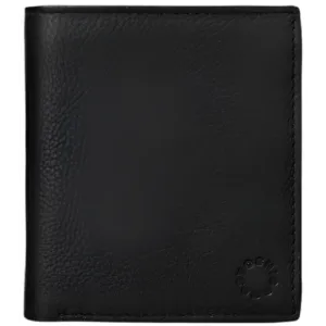 Yoshi Two Fold Black Leather Wallet with Coin Pocket