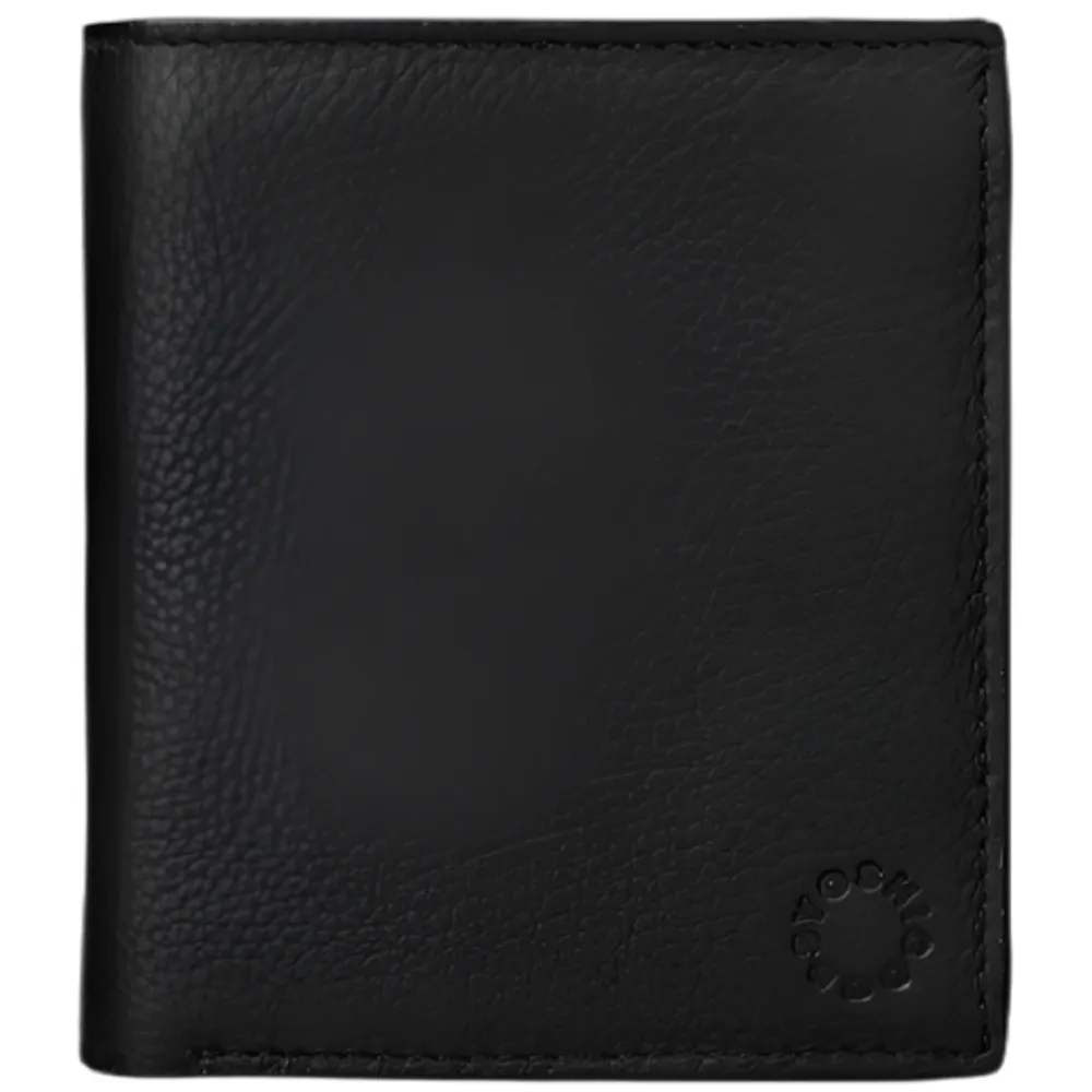 Yoshi Two Fold Black Leather Wallet with Coin Pocket