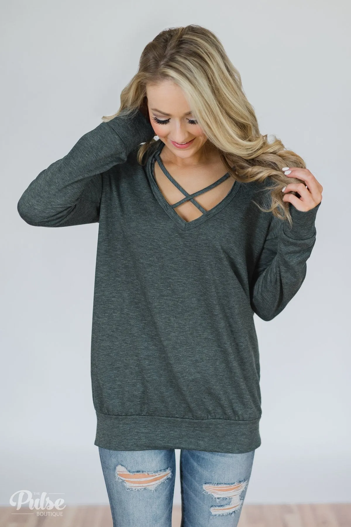 You Crossed My Path Sweatshirt- Deep Teal