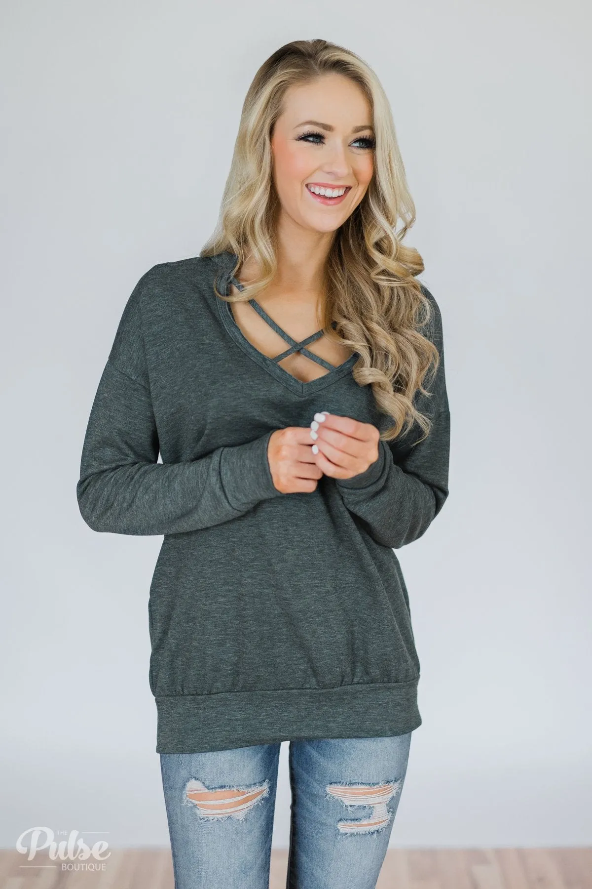 You Crossed My Path Sweatshirt- Deep Teal