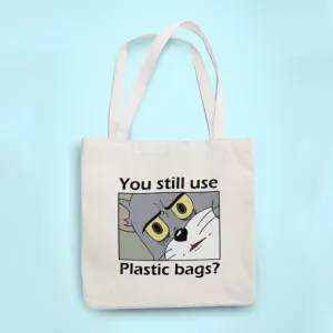 You still use plastic Bags? Tote Bag with Zipper