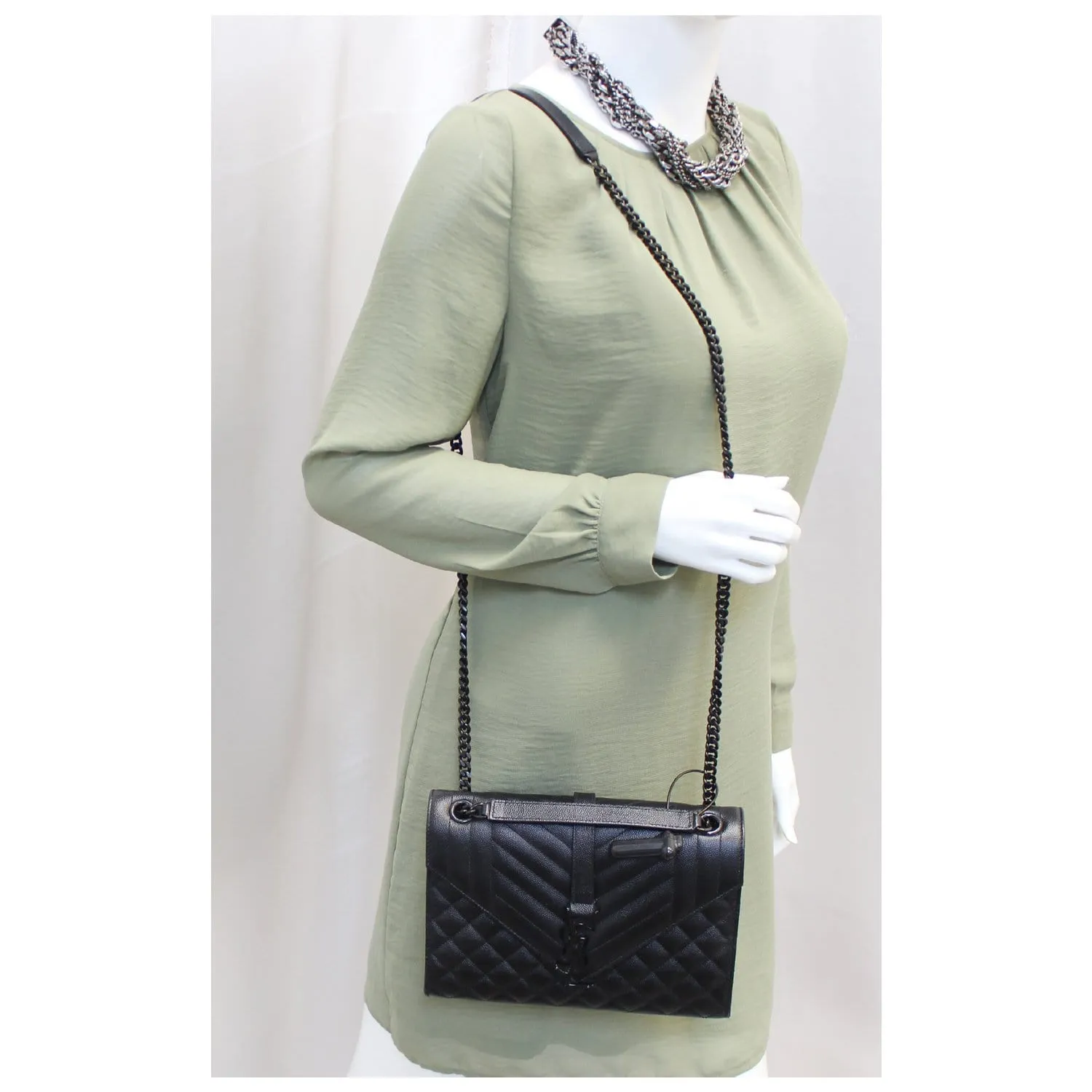 YVES Saint Laurent Envelope Medium Chain Shoulder Bag Black
