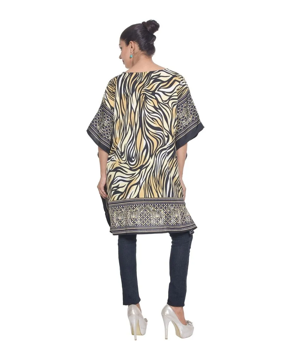 Zebra Print Plus Size Polyester Mini Tunics Dress For Women